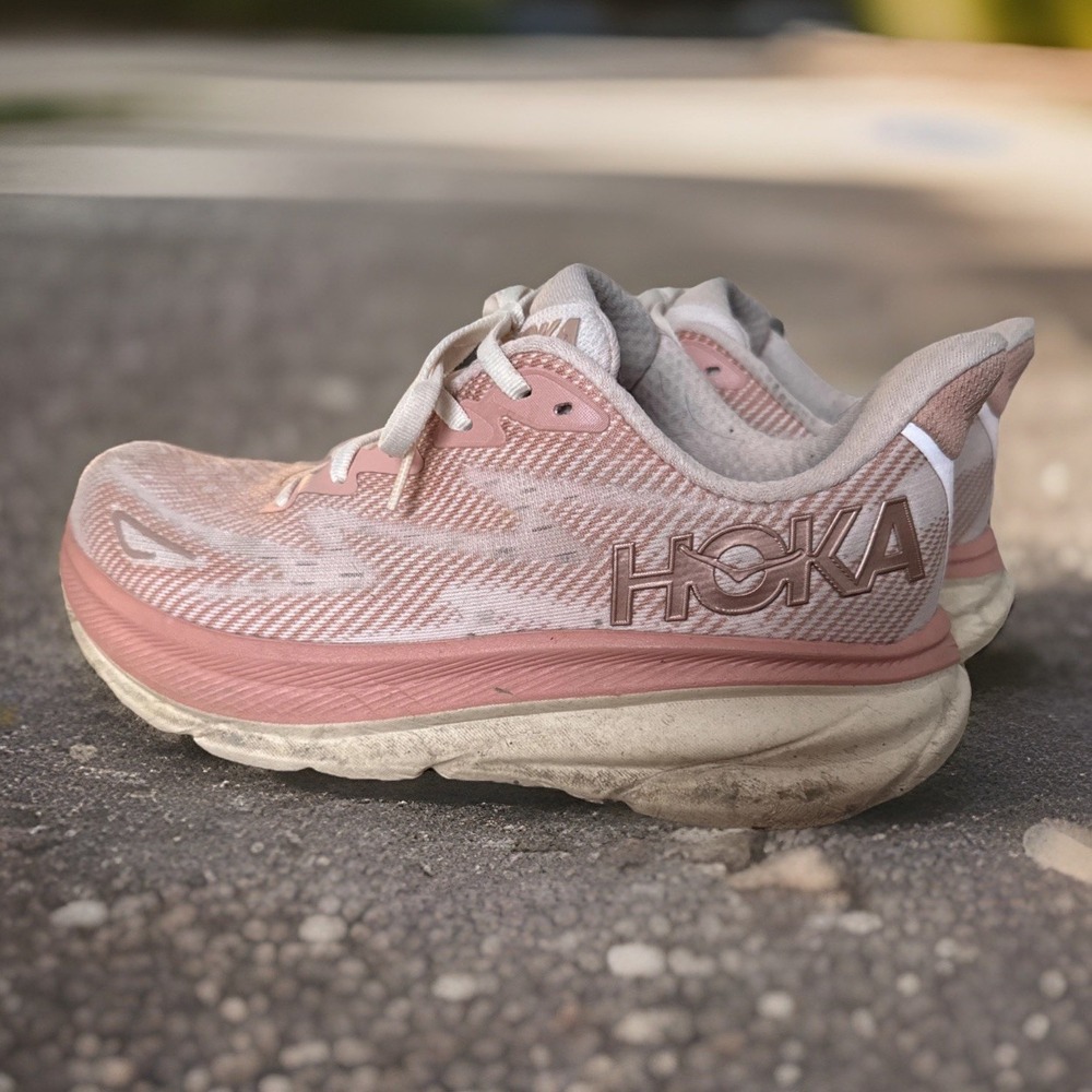 Hoka One One Women's Blush Pink and White Athletic Sneakers